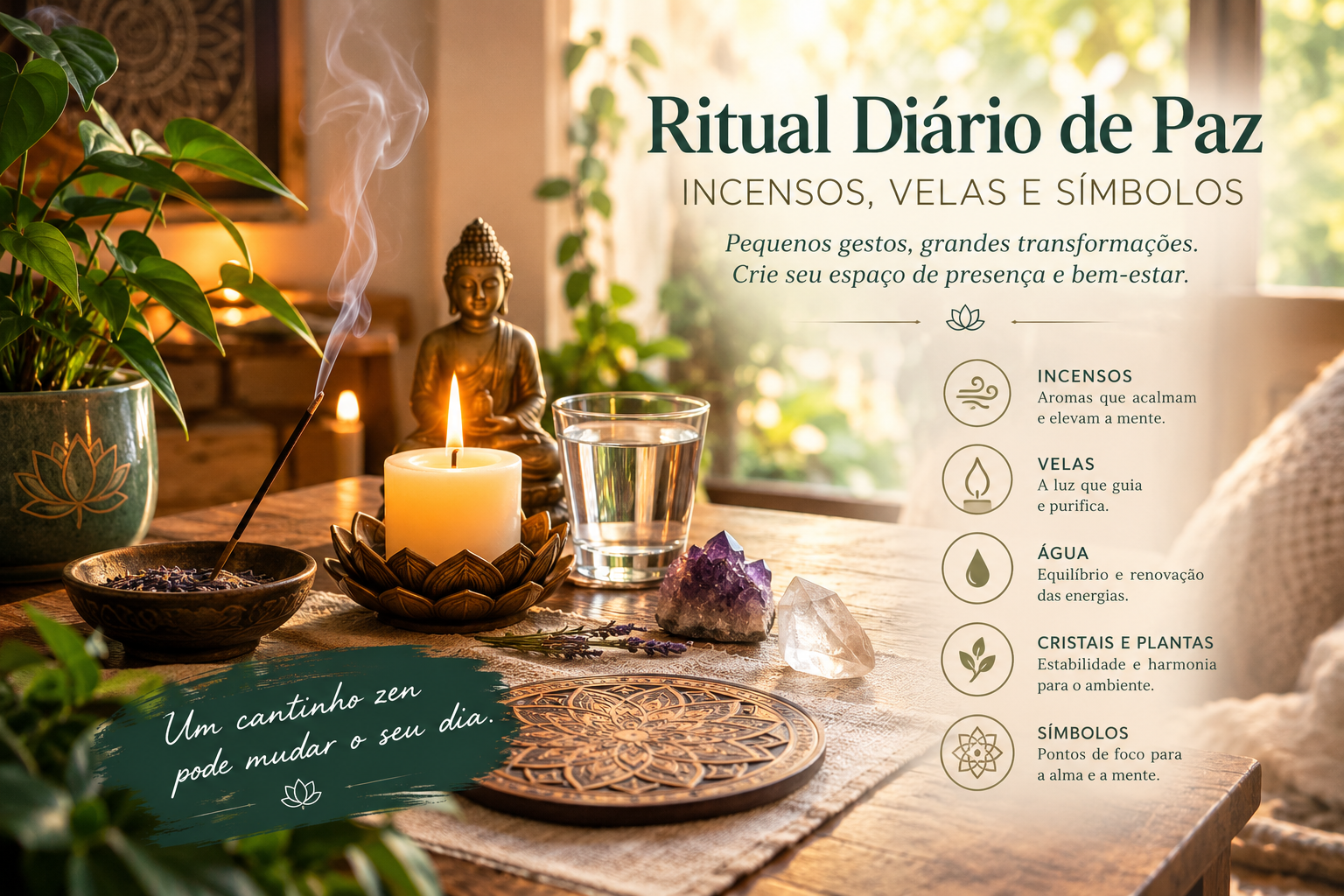 Incensos, velas e símbolos: como criar um ritual diário de paz e presença